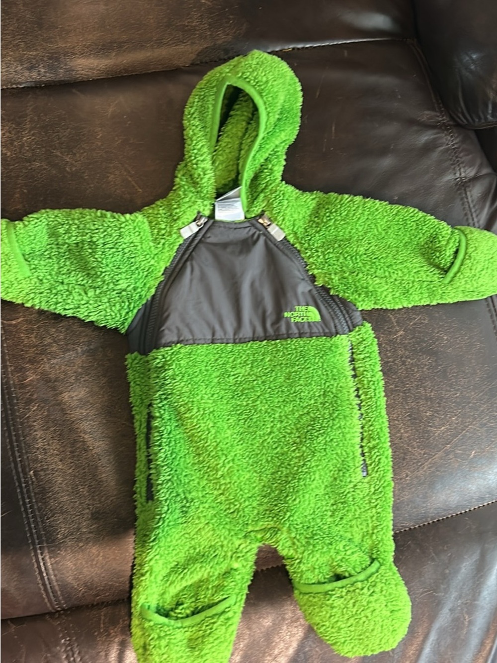 The North Face Bright Green Sherpa Infant Footie One-Piece